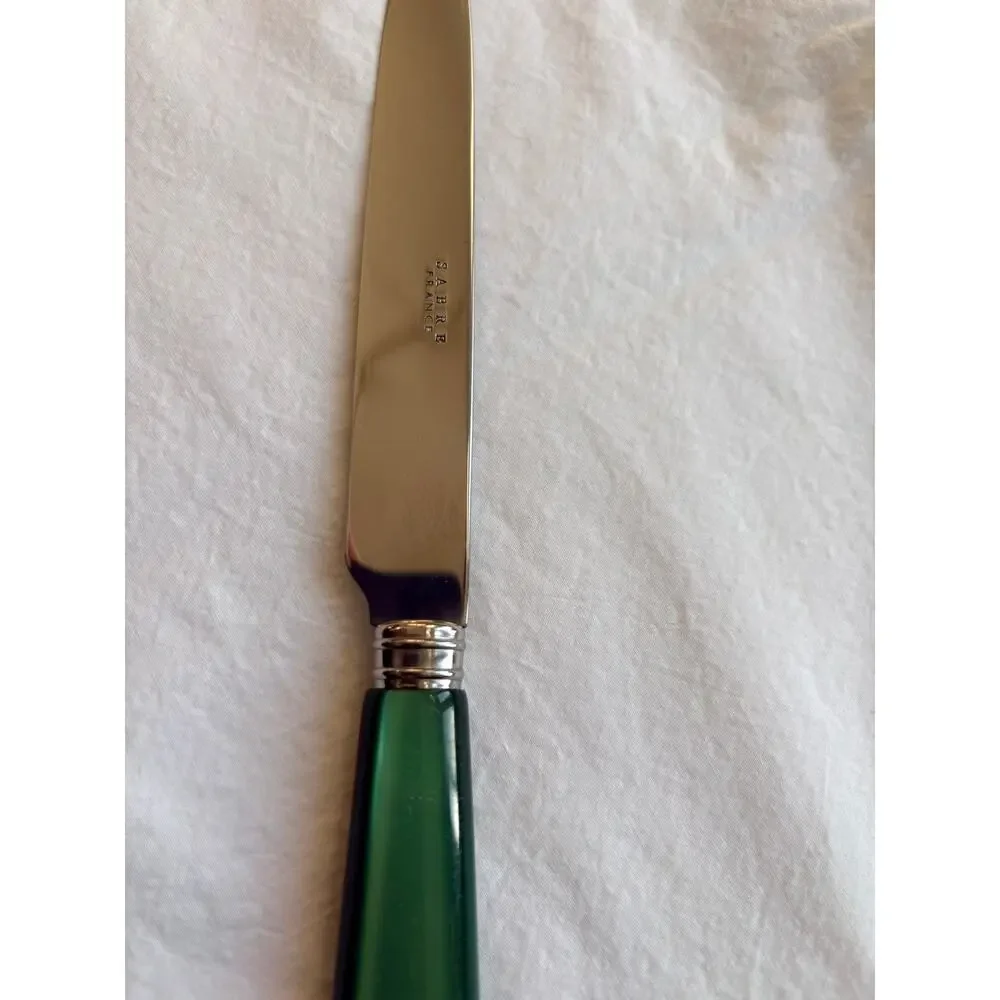 NEW Sabre Paris Icône Dark Green Dinner Knife 18/10 Stainless Acrylic